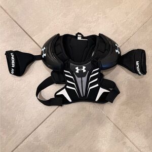 Boys Lacrosse Under Armour Black & White Shoulder Chest Protector